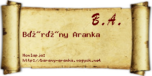Bárány Aranka névjegykártya