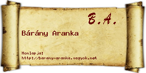 Bárány Aranka névjegykártya
